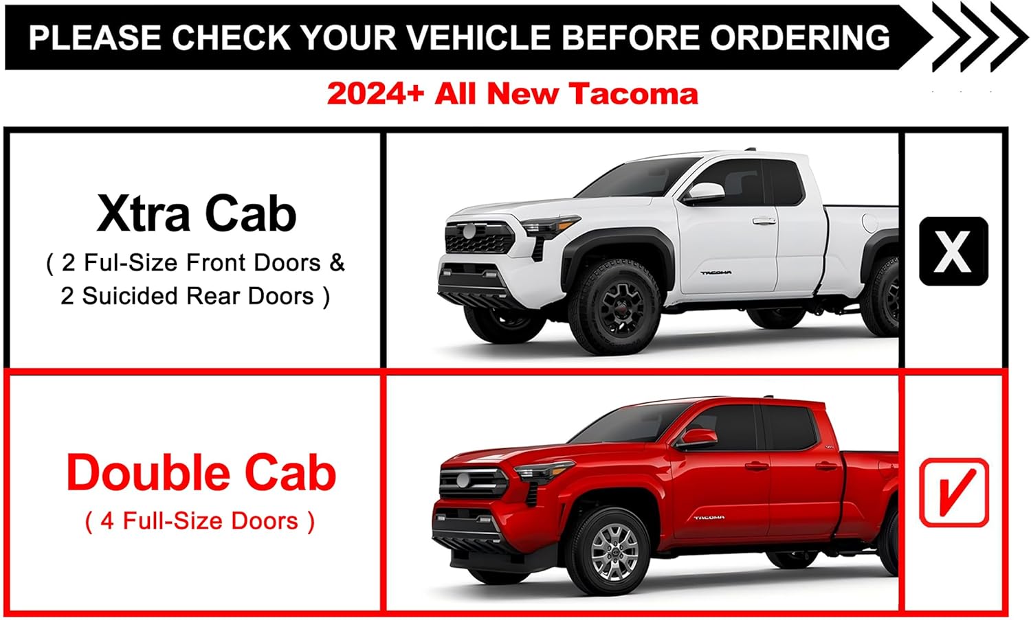 Running Boards Side Steps Compatible with 2024-2025 Toyota Tacoma Double Cab (Include Hybrid Model) 3" Stainless Steel Side Bars Step Rails Nerf Bars