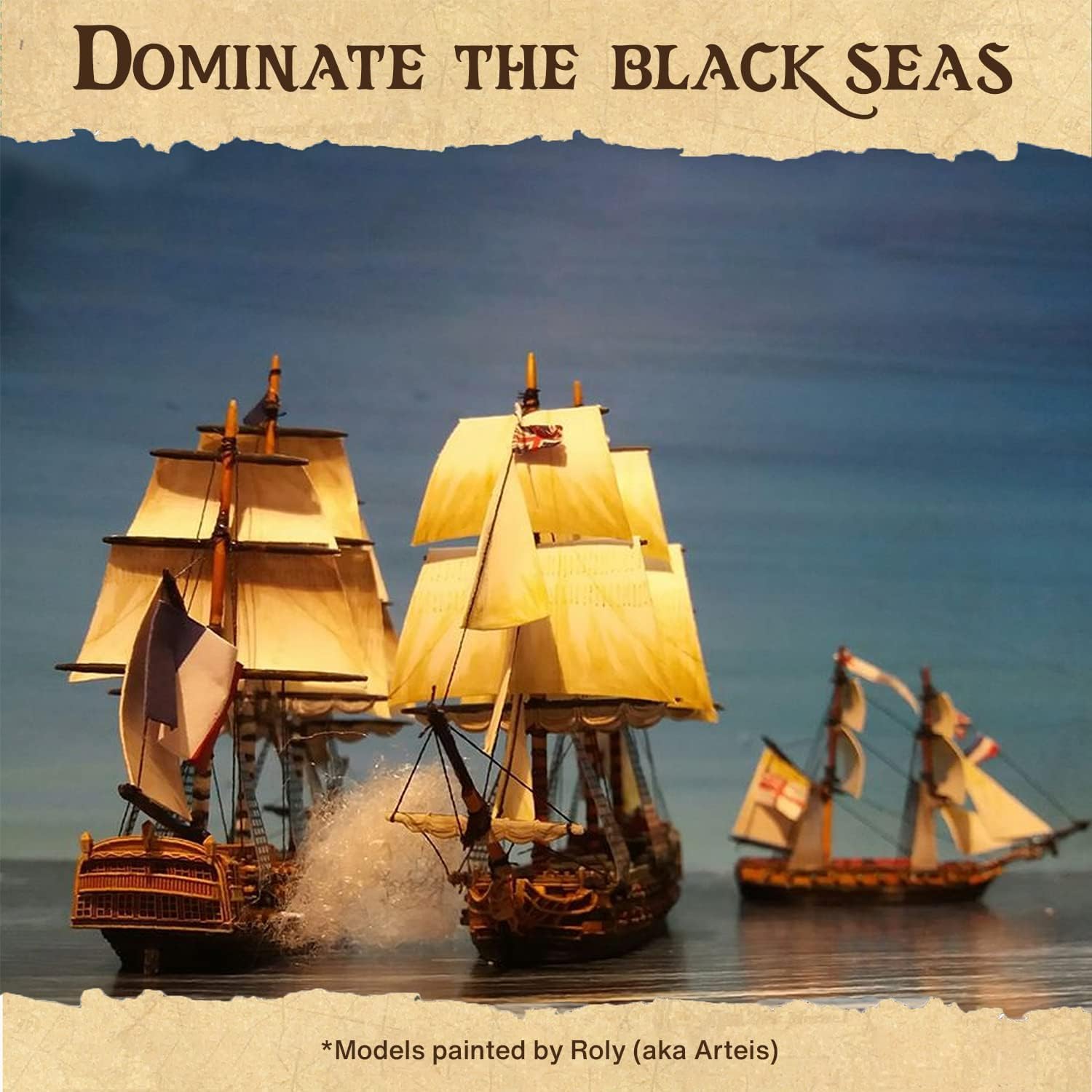Wargames Delivered - Warlord Games Black Seas with Bonus Miniature STL Download - Frigates & Brigs Flotilla (1770-1830). 1/700 Scale, Naval Warfare, Model Ship Battles
