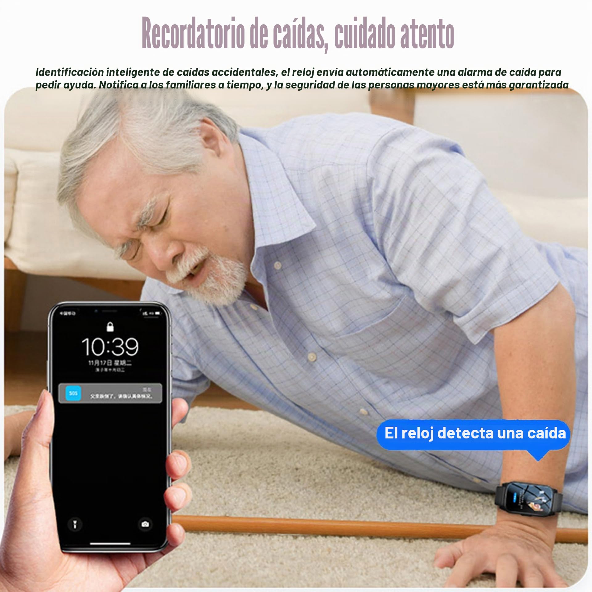 Reloj Inteligente con Detección De Caídas para Personas Mayores, Reloj GPS con Videollamada HD, IP67 Resistente Al Agua Y Llamada De Voz HD, Alarma De Caída para Personas Mayores,Black