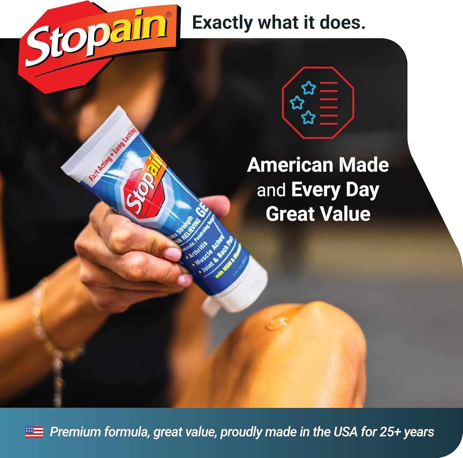 Stopain Pain Relief Gel 3oz USA Made, Max Strength Fast Acting with MSM, Glucosamine, Menthol for Arthritis, Lower Back Sciatica, Knee, Neck, HSA FSA Approved Topical Analgesic Products — Amazon image 6