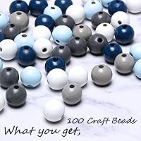 Vista 2 de 100 cuentas de madera para guirnaldas, cuentas sueltas de madera de 0.630 in de colores surtidos para hacer manualidades, cuentas de madera