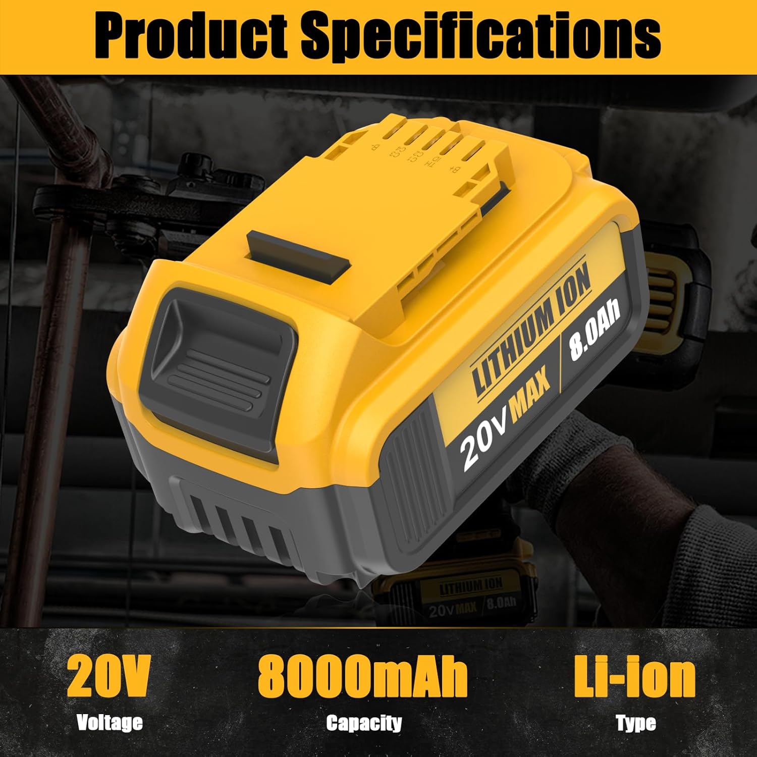 4 Packs 8.0Ah Replacement for Dewalt 20V Max Battery Compatible with 20 Volt Batteries Lithium Ion DCB205 DCB203 DCB206 DCB204 DCB201 DCB200 Cordless Power Tools