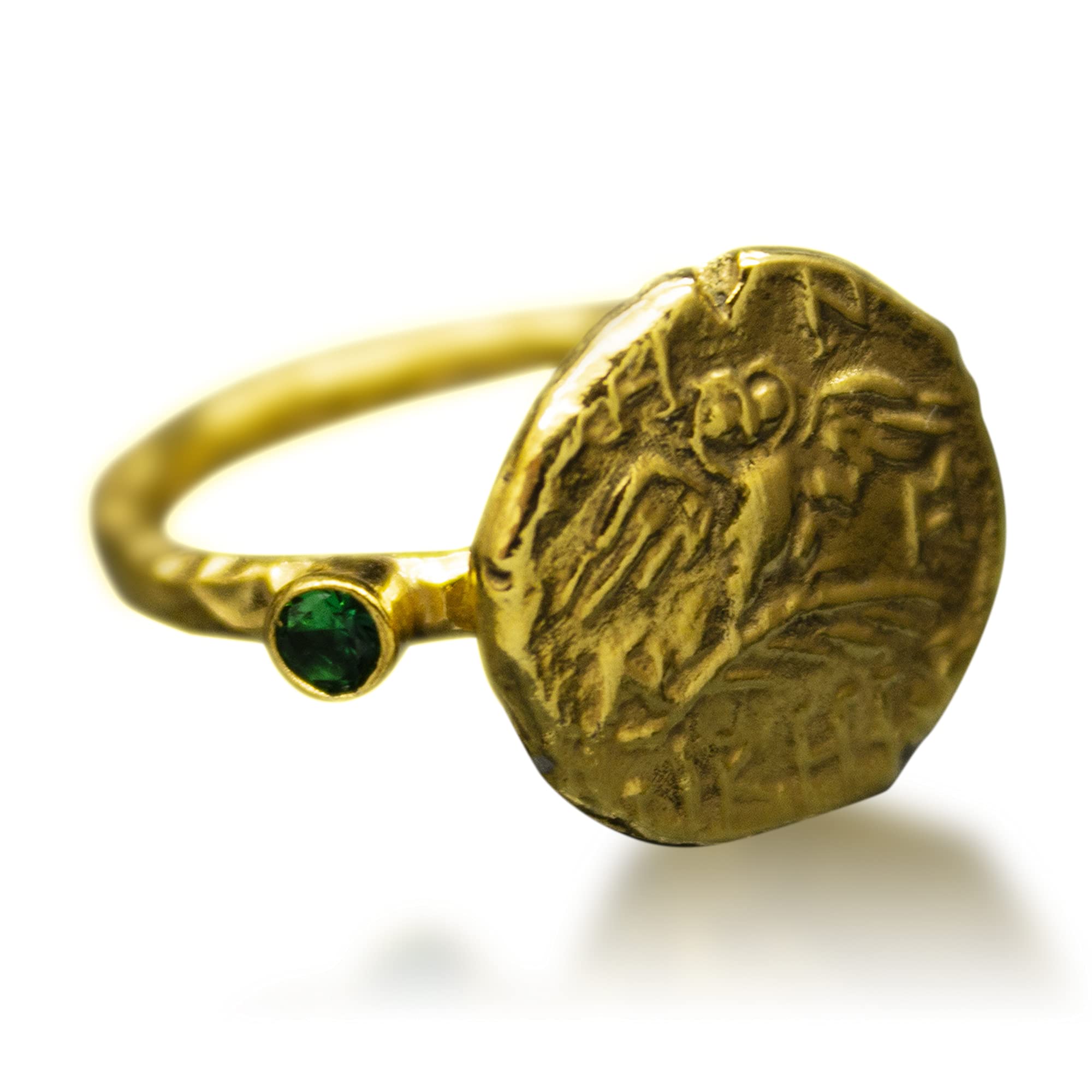 Ancient Greek Owl Athena Coin Ring | 24K Gold Plated 925 Sterling Silver | Gold Greek Athenian Tetradrachm Ring | Handmade Ring by Pellada