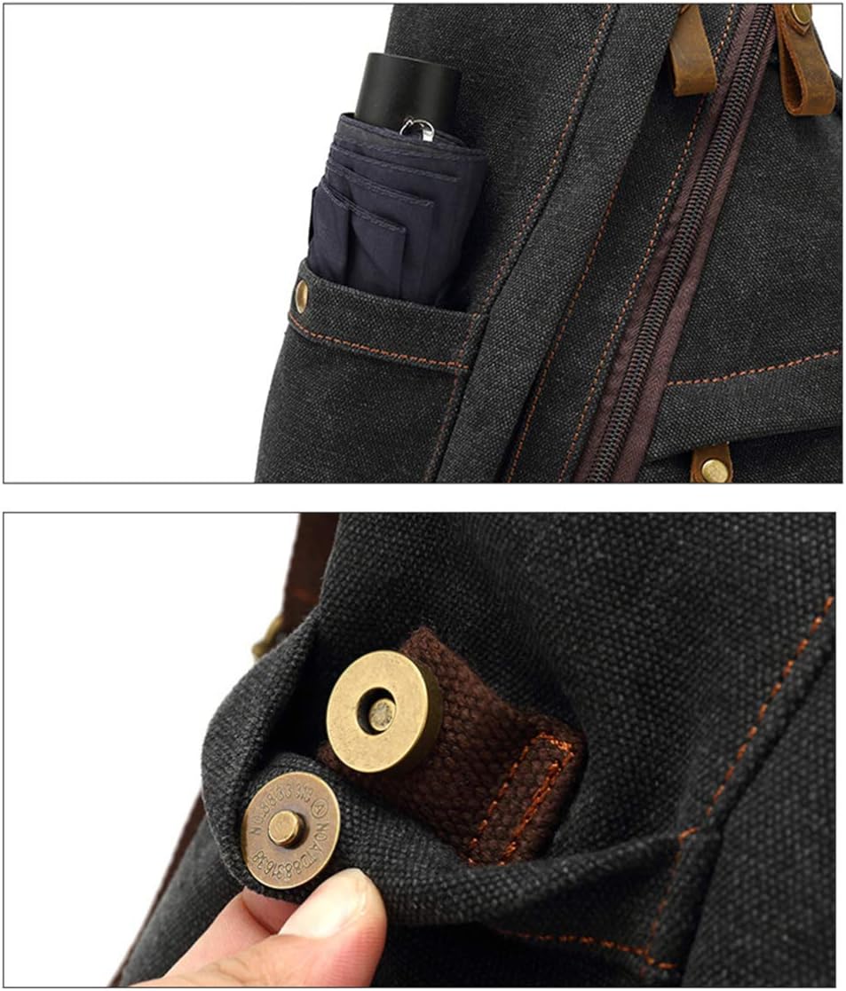 Canvas Sling Bag Backpack Small Crossbody Shoulder Casual Daypack Rucksack for Men Women Outdoor Cycling Hiking Travel (Coffee)