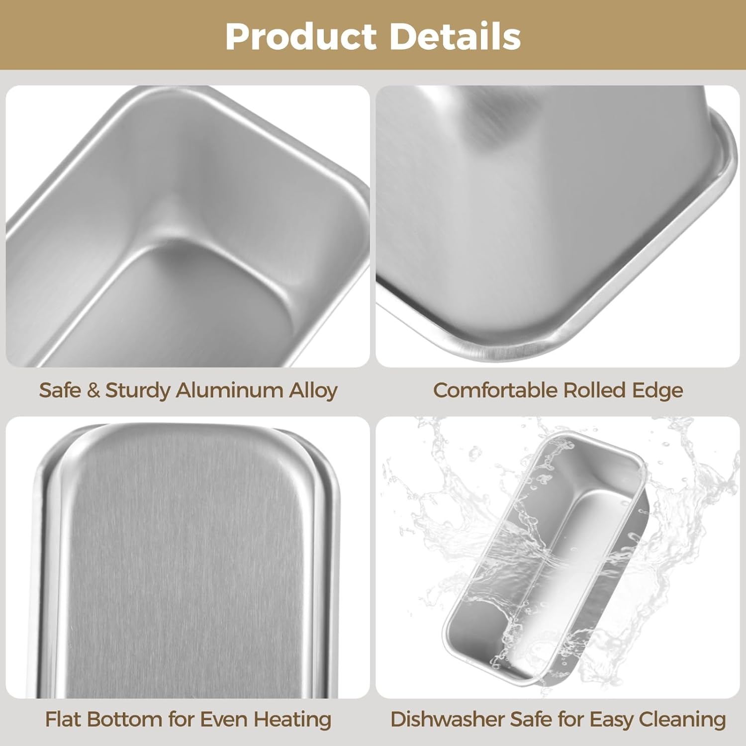 OMISTAR 6 Pcs Bread Loaf Pans, Rectangular Bread Baking Molds, Deep Aluminum Alloy Baking Tins for Homemade Bread, Baking Pans for Brownies, Banana Breads, Meatloaf, Pound Cakes - Image 4