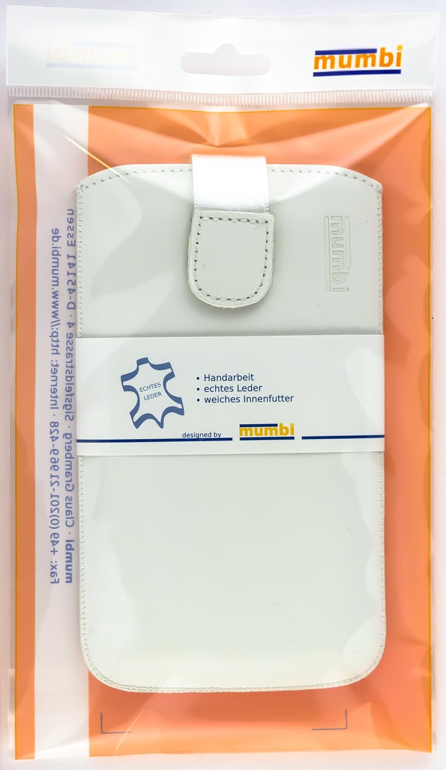 mumbi Mobile Phone Case Real Leather with Pull-Up Tab for LG P760 Optimus L9 White