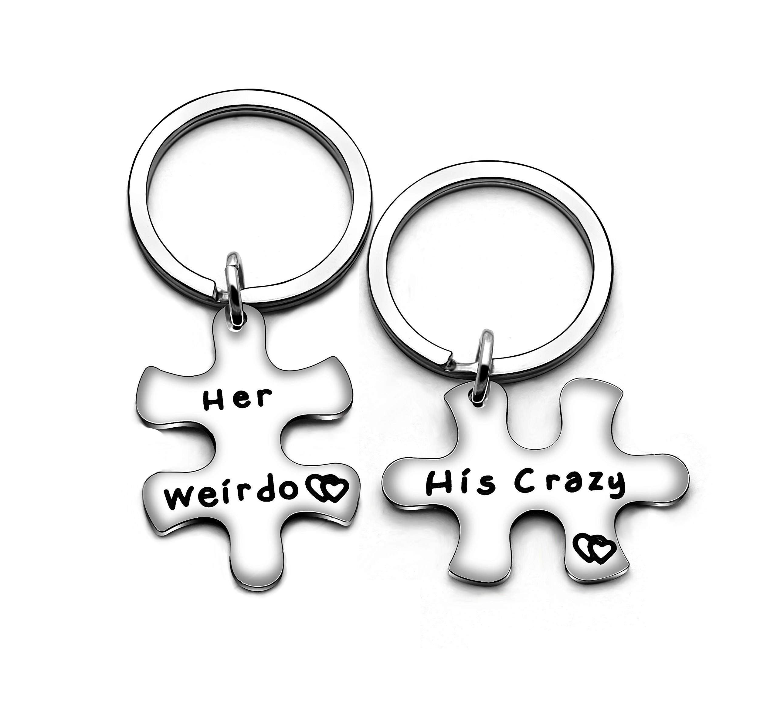 AGR8T Key Chain Her Weirdo His Crazy Couple Valentine Gifts Boyfriend Girlfriend Christmas 2pcs