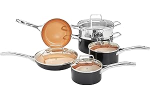 Amazon Basics 10-Piece Ceramic Nonstick Pots and Pans Cookware Set