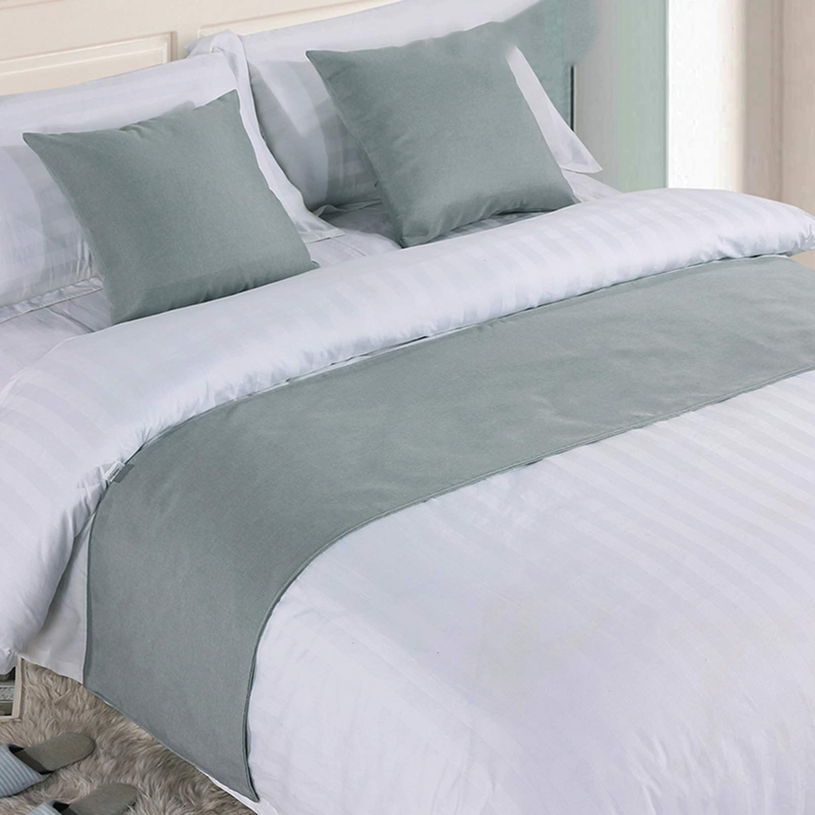 BAMCQ Bed Runner bed runners Hotel bedding premium bed scarf bed flag bed tail pad bed cover bed tail trim strip light gray the same paragraph: hug pillowcase (45x45cm) 1