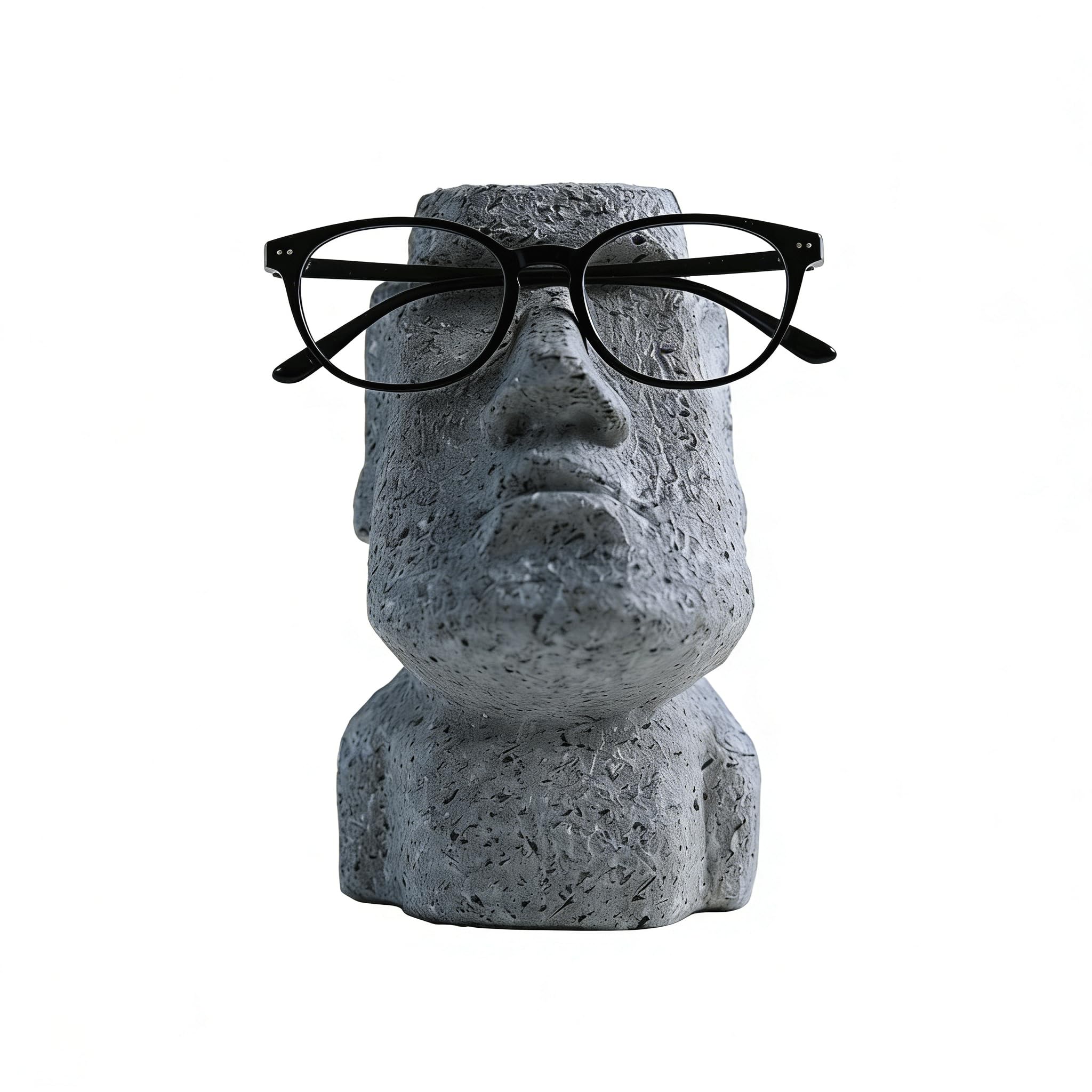 Pryon Stone Man Glasses Holder, Creative Easter Island Statue Glasses Holder, Eyeglass Holder Glasses Frame, Eyeglass Display Stand With Phone Holder, Head Statue For Home & Offices, Abstract Statue