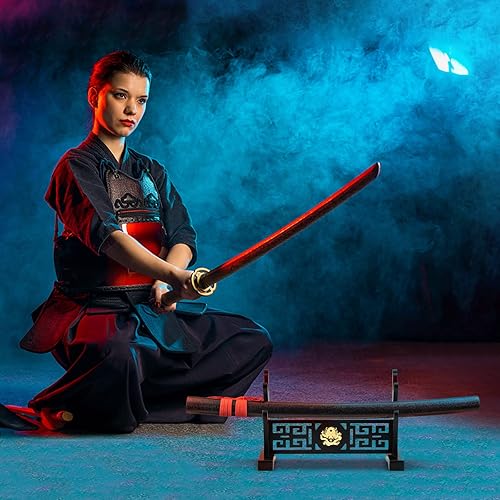 Miniatura 5 de Ekkhysis Gancho acolchado de 2 niveles Katana soporte de exhibición para Tanto Rapier Light Saber Samurai Cosplay Blade Tanjirou Demon Slayer