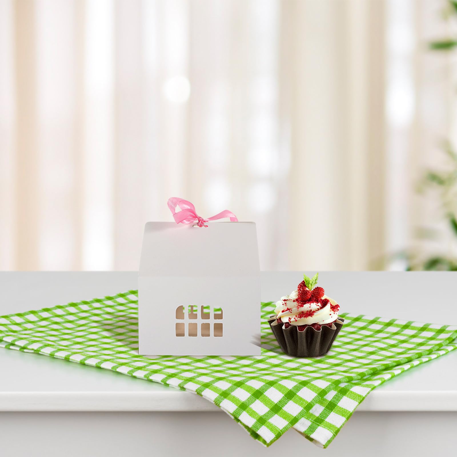 minkissy 60 Pezzi Scatole Caramelle a Forma di Casa, Bianche, Leggere,
