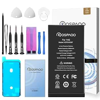 Amazon | KOSPAOO for iPhone 14 バッテリー 交換 大容量3590mAh