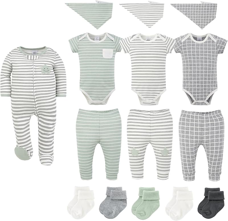 15pc Baby Clothes Set - Newborn, 3-6, 6-9 - Easy Basics