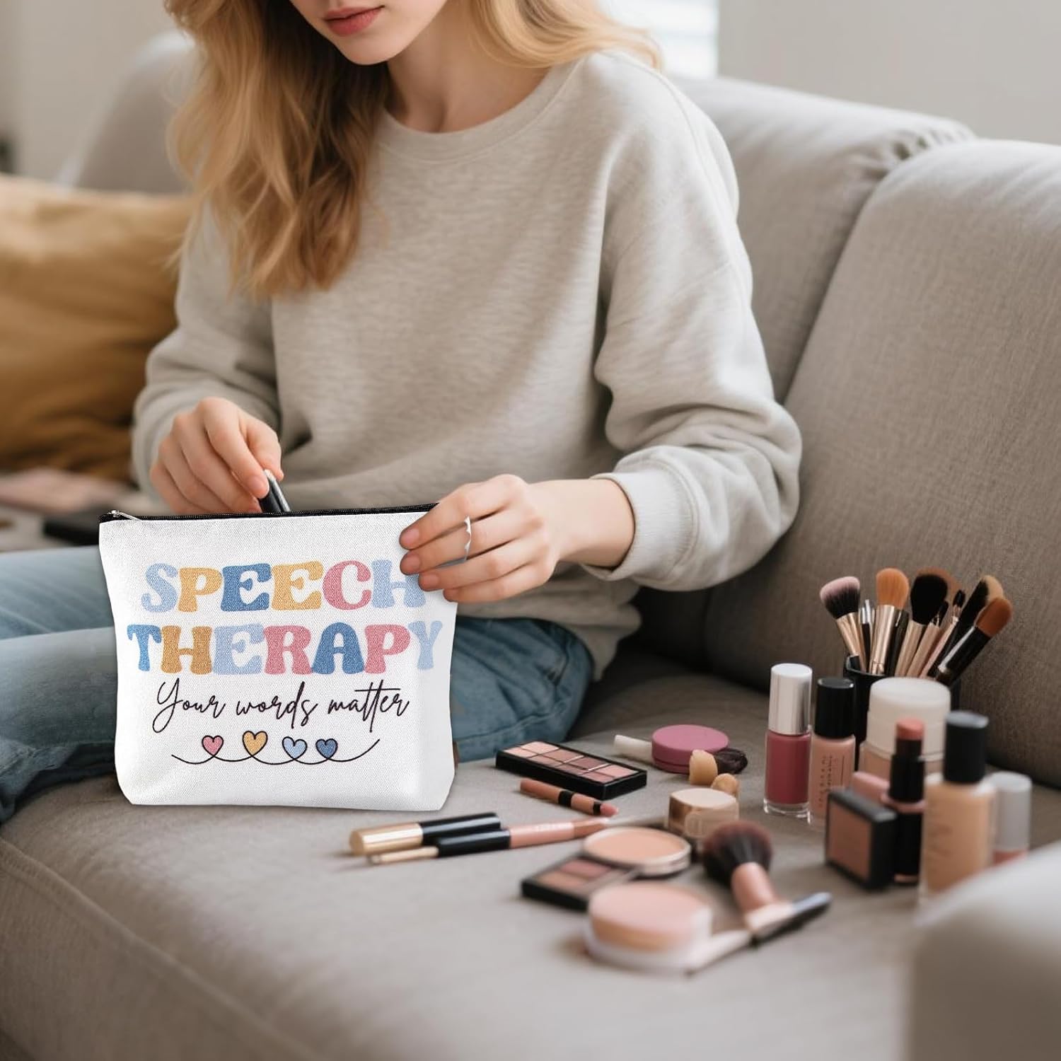Speech Therapy Gifts Makeup Bag, SLP Gifts, Funny Appreciation Retirement Gift for Women, Occupational Therapy Gifts Cosmetic Bags for Women Language Teacher Speech Therapy Assistant - Image 5