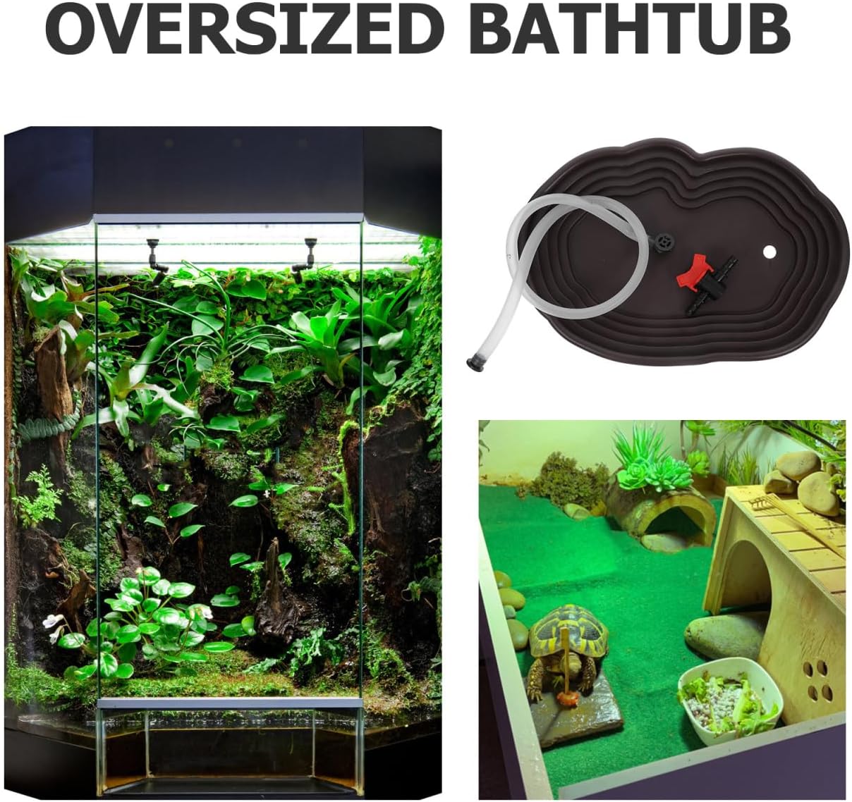 Kisangel Large Turtle Bathing Pool with Ramp 15.35X10.43X1.77In Reptile Water Bowl Tortoise Habitat Accessory for Bearded Dragon Gecko Snake Lizard