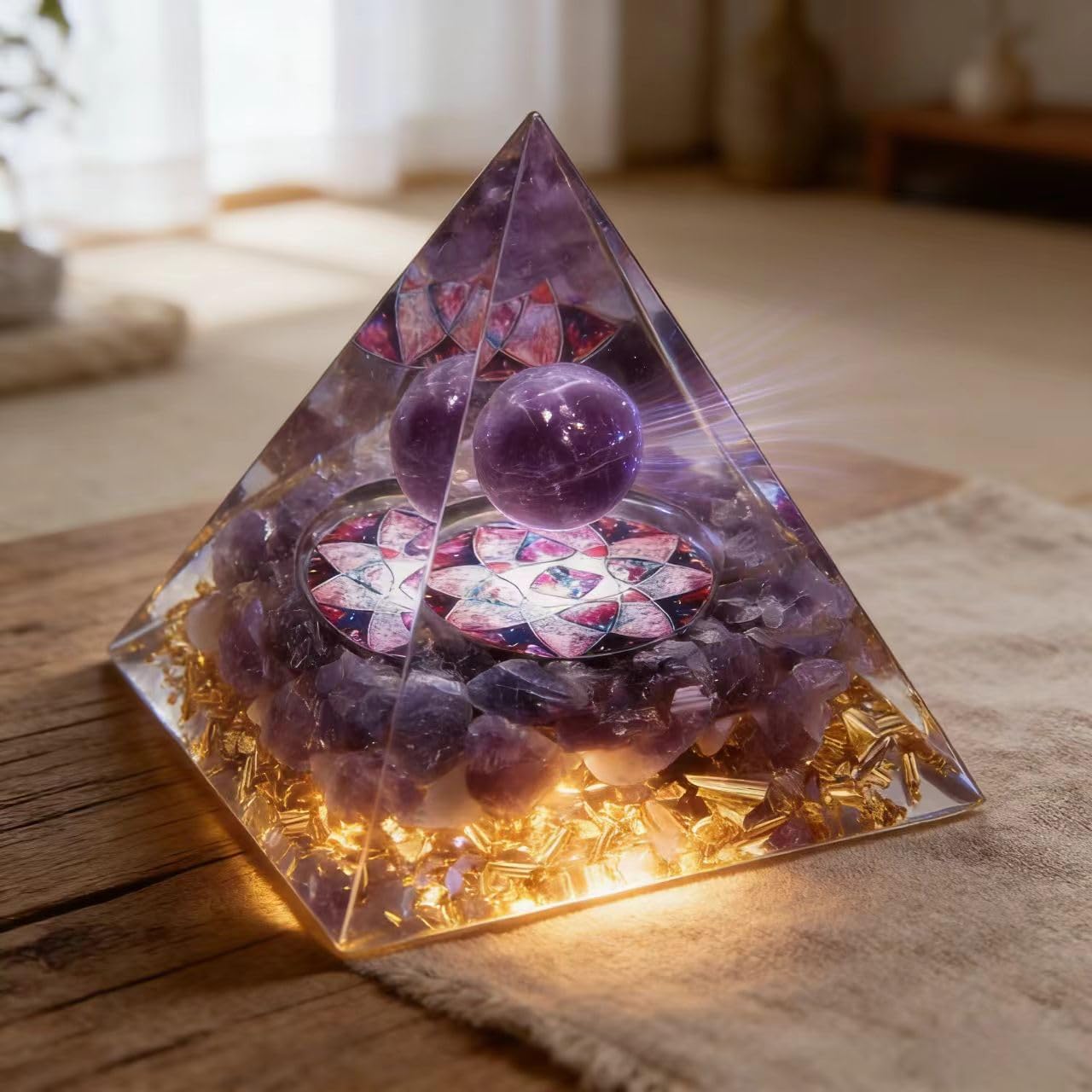 Pyramid Ogan Amethyst Crystal Energy Tower Home Ornaments