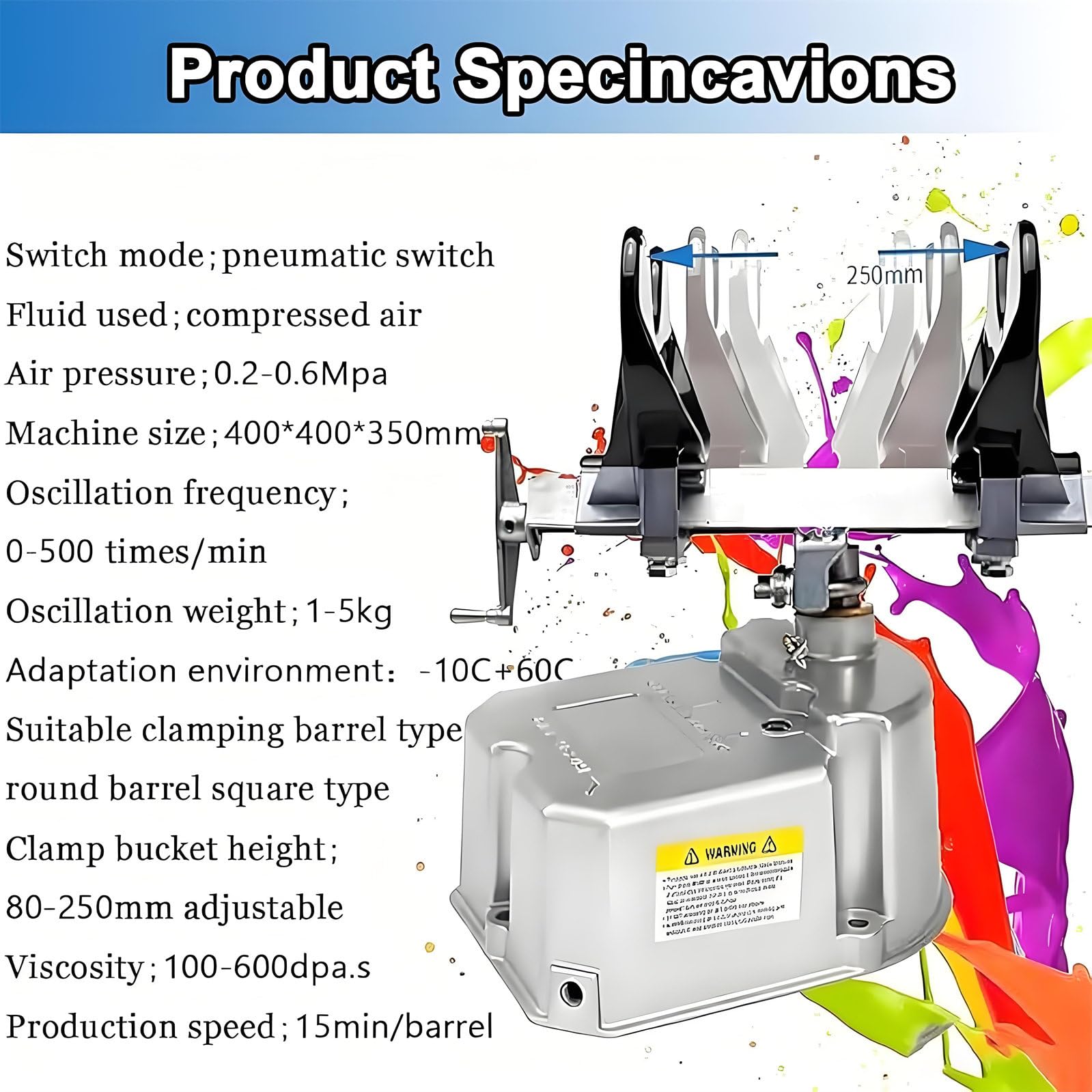 Mezclador de pintura neumático con presión ajustable, alimentado por aire para una mezcla eficiente de pintura y revestimiento, dispositivo de laboratorio de oscilación de 30°