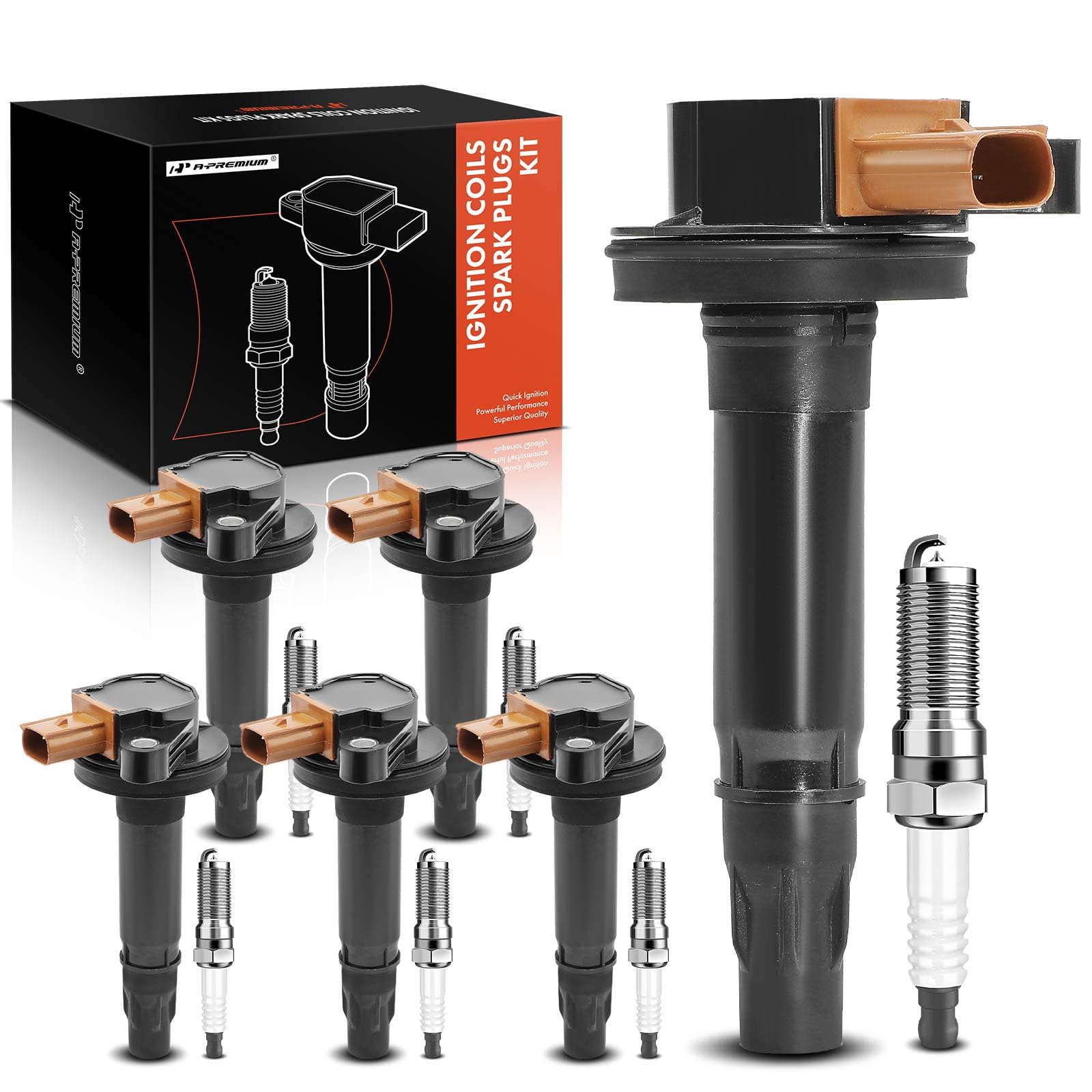 Photo 1 of A-Premium Set of 6 Ignition Coil Pack and Iridium Spark Plugs Compatible with Ford F-150 F150, Explorer, Transit-150, Taurus, Expedition, Flex, Police Interceptor Sedan & Lincoln Navigator, MKS, MKT