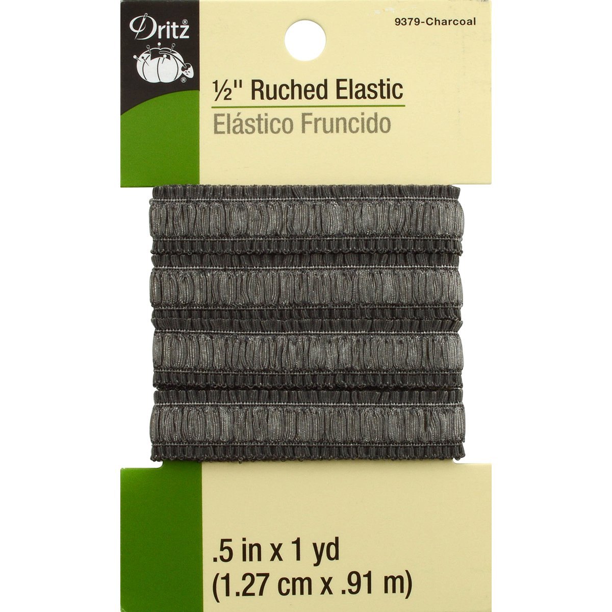 Dritz 9379 Elástico Tejido Fruncido, carbón, 1/2 Pulgada por 1 Yarda