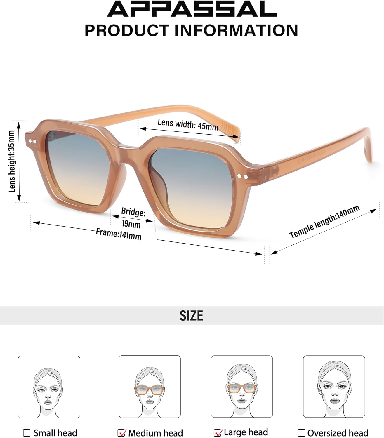 Appassal Retro Square Sunglasses Womens Mens AP3710 image 4