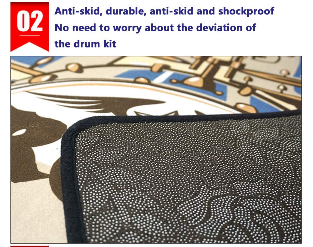 Schlagzeugteppich Drum-Teppich Trommel Teppich Trommelmatte Drum Rug Quadratische Schallschutzdecke Antivibrationsmatten Für E-Drum-Kits Bass Drum Snare Und rutschfeste Teppiche