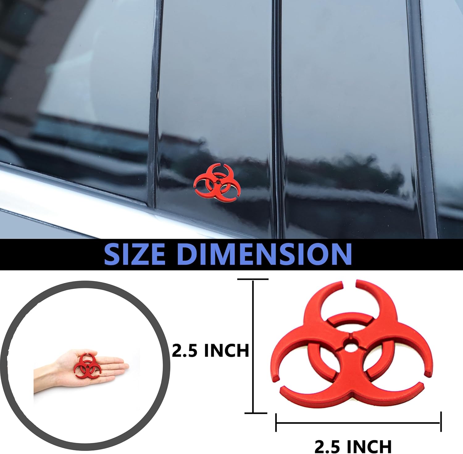 2X 3D Metal Badge car Logo Protection Umbrella Biochemical Modification 3D Emblem Car Motorcycle Decal Metal Emblem (Red) image 3