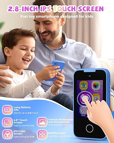 Miniatura 3 de Teléfono falso de juguete para niños, juguetes y regalos para niños de 3, 4, 5, 6, 7, 8 años, teléfono de juego de simulación con doble cámara,
