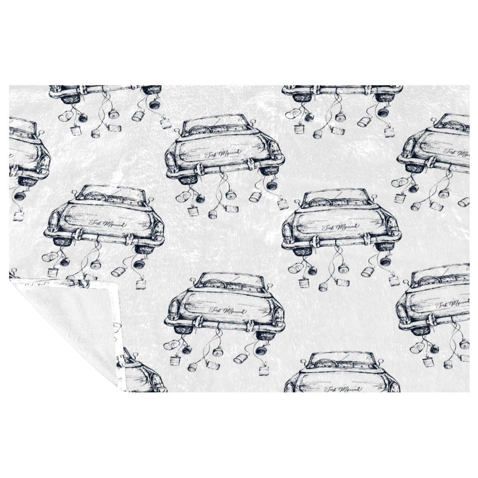 Couverture vintage cabriolet chaude et confortable grand plaid imprimé 150 x 100 cm