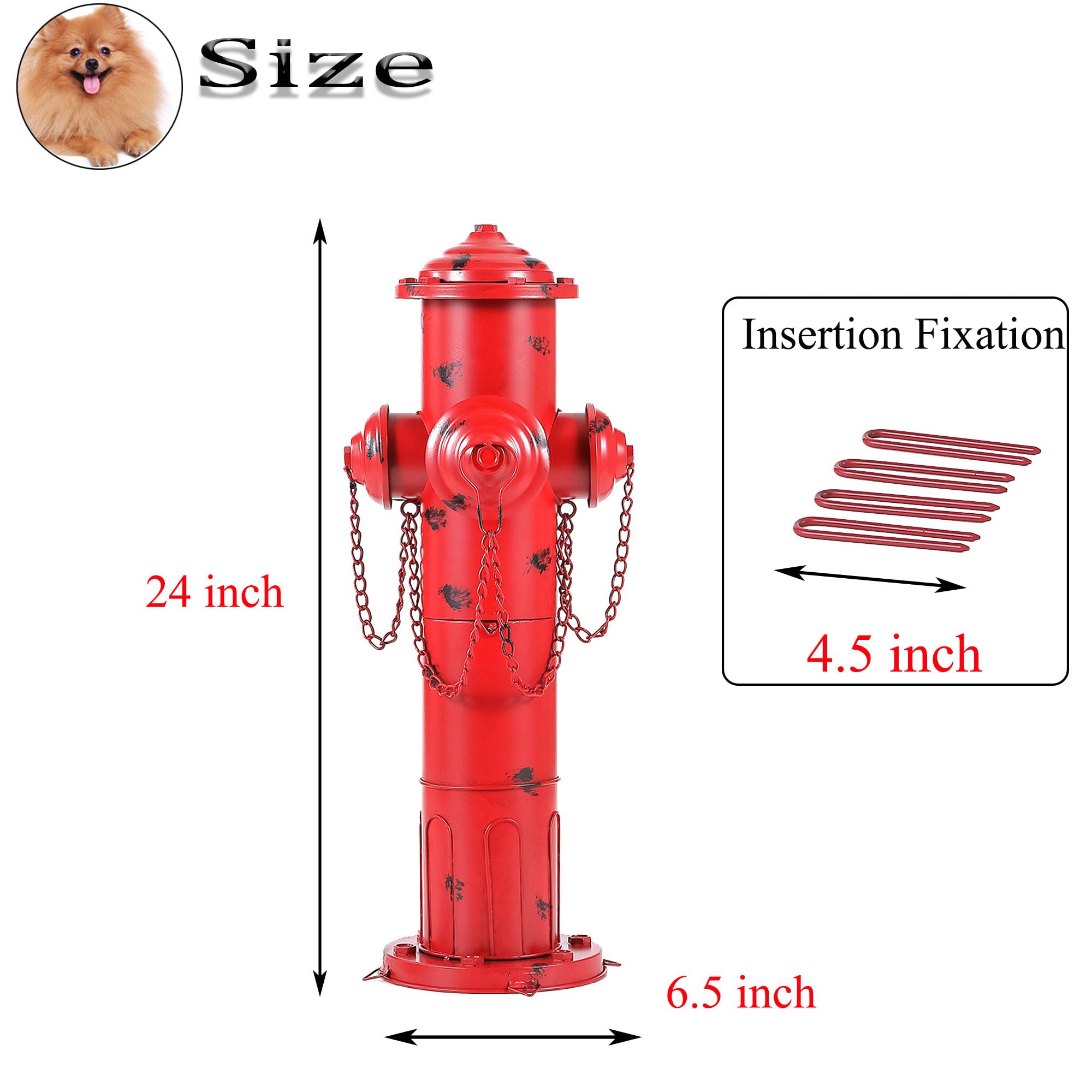 Feuerhydrant aus Metall, 61 cm hoch, für Hunde zum Pinkeln, Vintage-Stil, mittlere und große Hunde-Feuer-Hydranten, Urinierpfosten für Outdoor-Dekoration