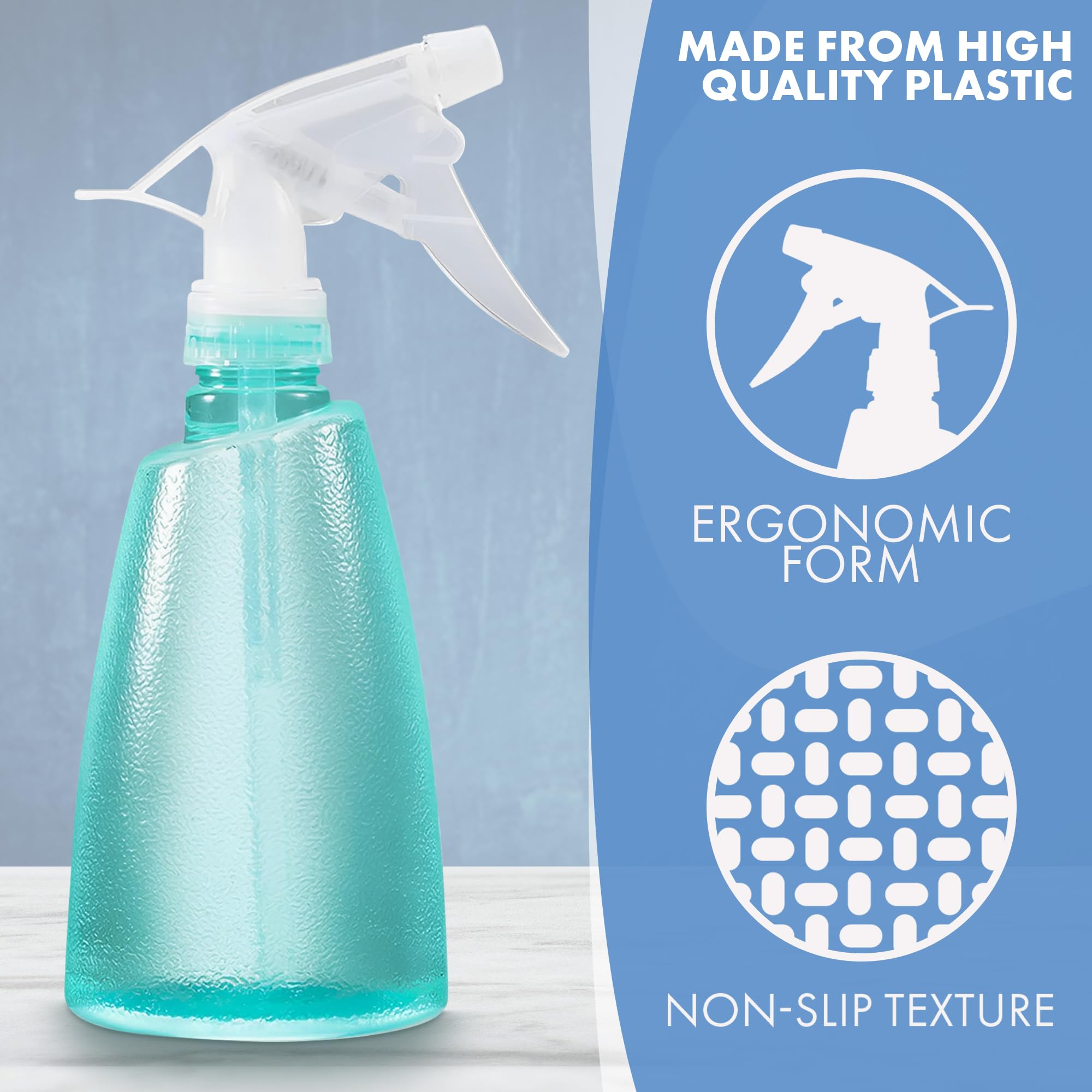 3-Pack 17 Oz Plastic Spray Bottles - Fine Mist And Stream, Multi-Use For Hair, Plants, Cleaning, Leak-Proof With 360° Cap