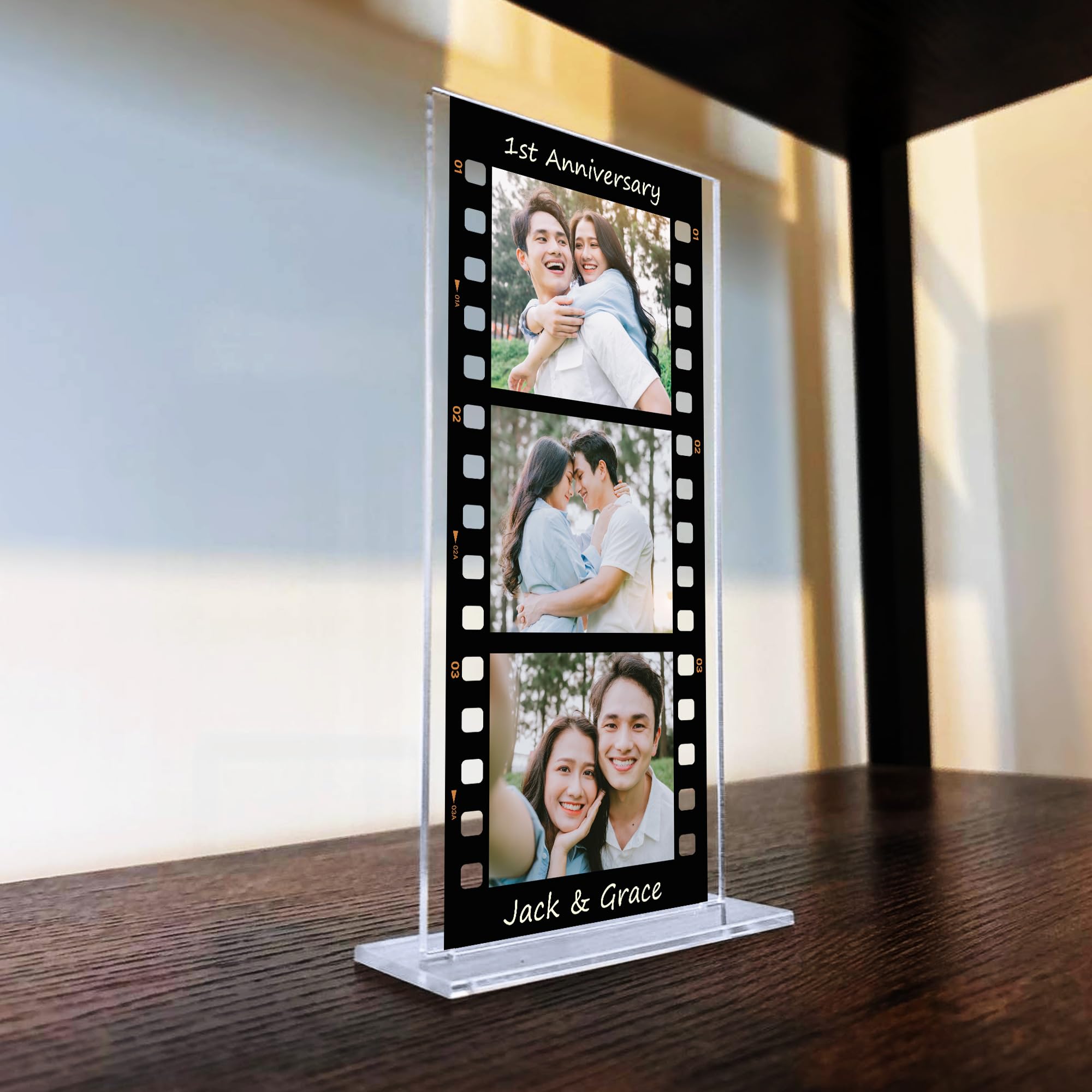 Red Ocean Personalised Gift For 1st 2nd 3rd 5th 10th 20th 40th 50th Anniversary, Retro Photo Collage Plaque Gift For Husband Wife Photo Gift For Him Her, Couple Gift For Anniversary (1st Anniversary)