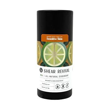 Shear Revival Ora All Natural Deodorant - Aluminum Free, Baking Soda Free Deodorant with Cocoa Butter, Long Lasting, Gentle Formula for All Skin Types, Vegan - Bergamot & Hinoki Wood