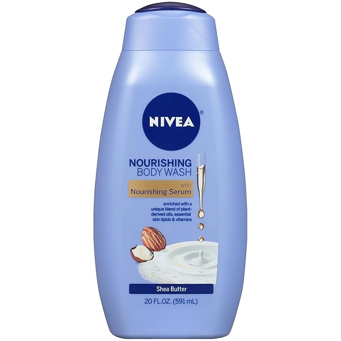 NIVEA Nourishing Shea Butter Care Body Wash with Nourishing Serum, Bottle, Almond, 20 Fl Oz