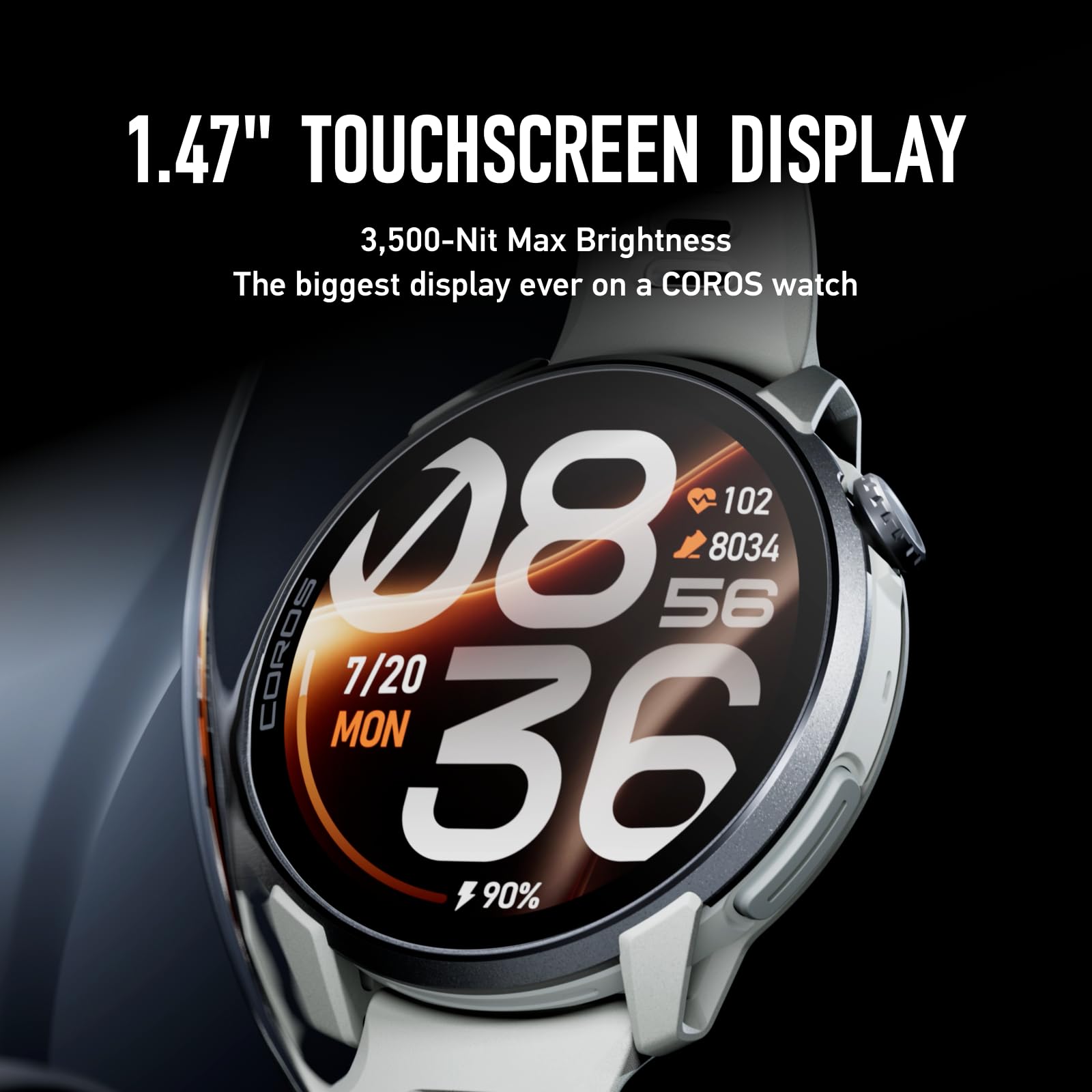 COROS Pace 4 Pro Montre de Sport GPS, écran AMOLED 1,47''- Blanc Silicone
