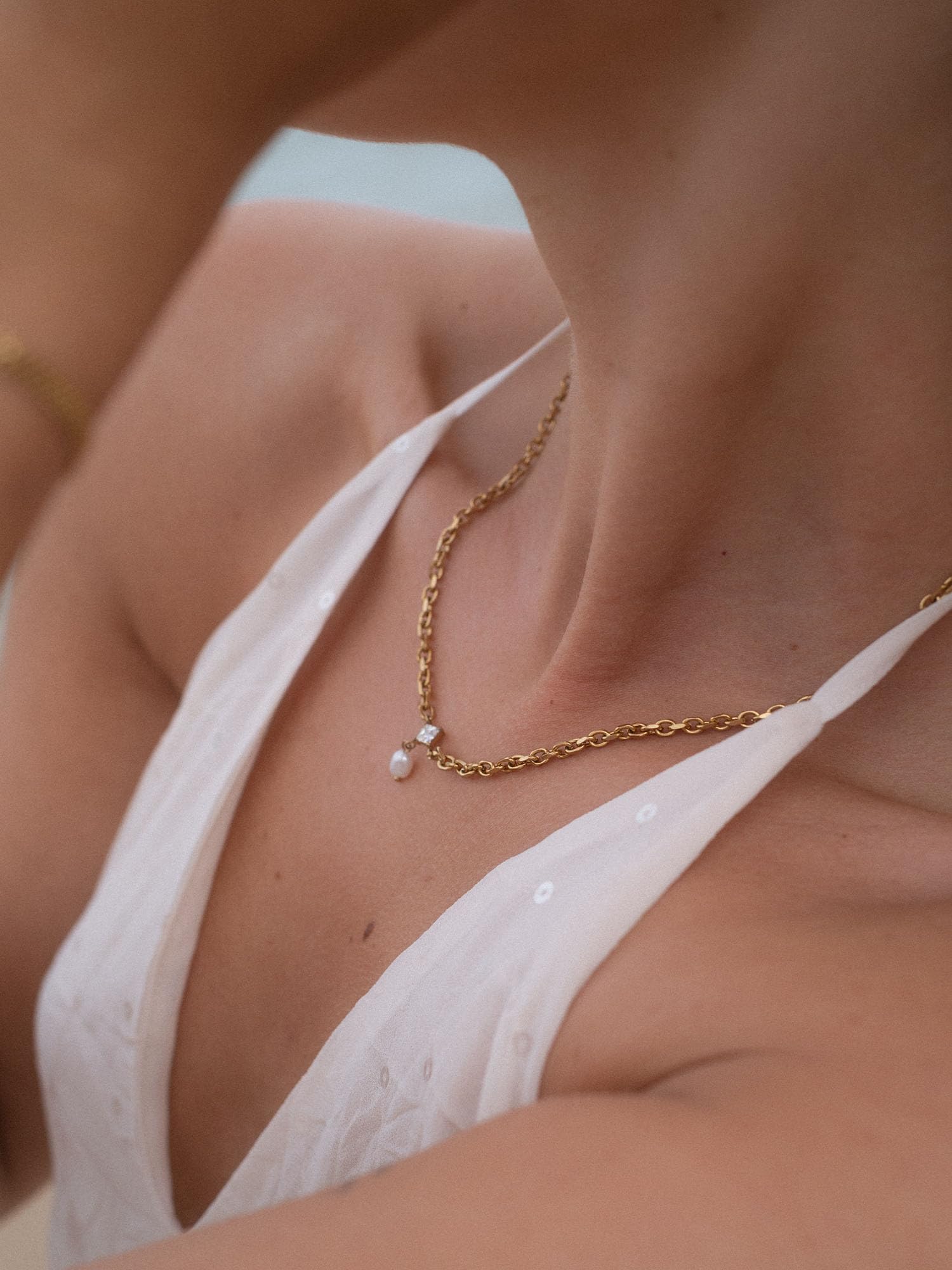 Purelei Create Moments, catena regolabile, zirconi e vera perla d'acqua dolce, acciaio inossidabile e placcatura in oro 14 K/18 K, simbolo di bellezza, intramontabilità e momenti speciali