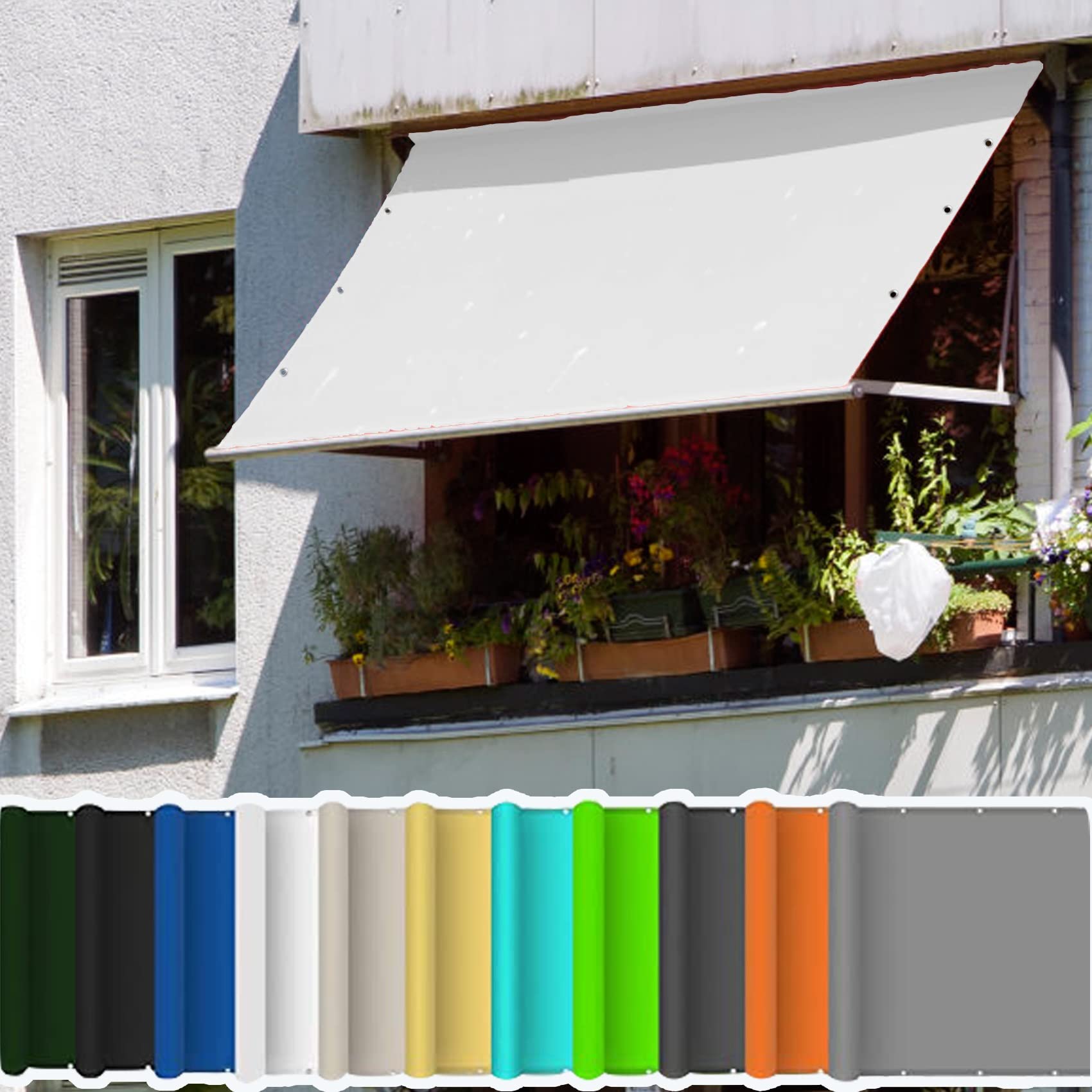 Voile d'ombrage pour terrasse et patio blanc 2x7 m avec fixation