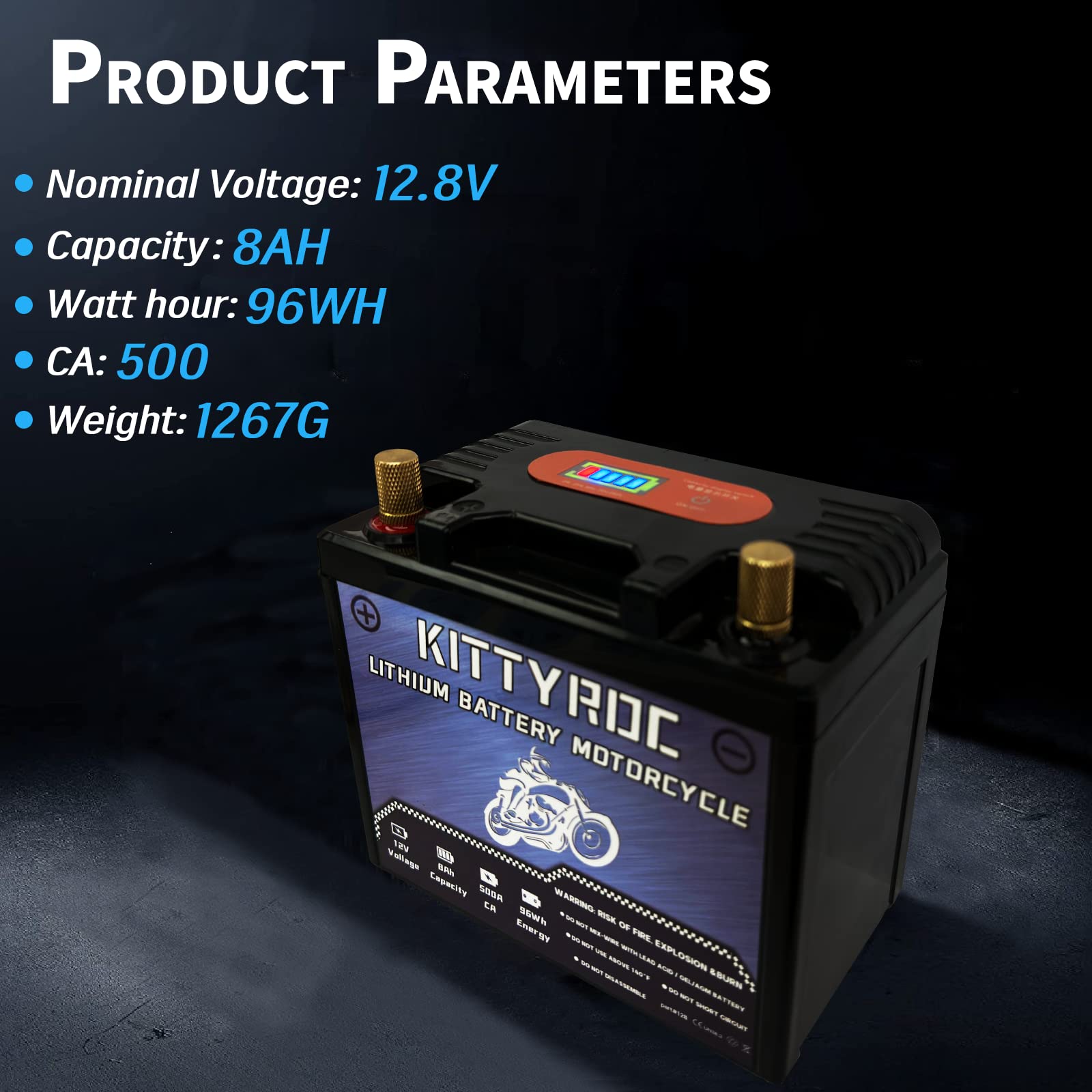 12V Lithium Moto Batteries 8Ah 500A, LiFePO4 Batteries with Smart BMS, Replacement ATV, UTV, Moto, Lawn Mower, Jet Ski, Snowmobile, 4 Wheeler, Tractor, Scooter and Generator Batteries