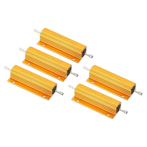 PATIKIL Resistencia de carcasa de aluminio de 100 W y 15 ohmios, paquete de 5 resistencias de carcasa de aluminio con carcasa de alambre,