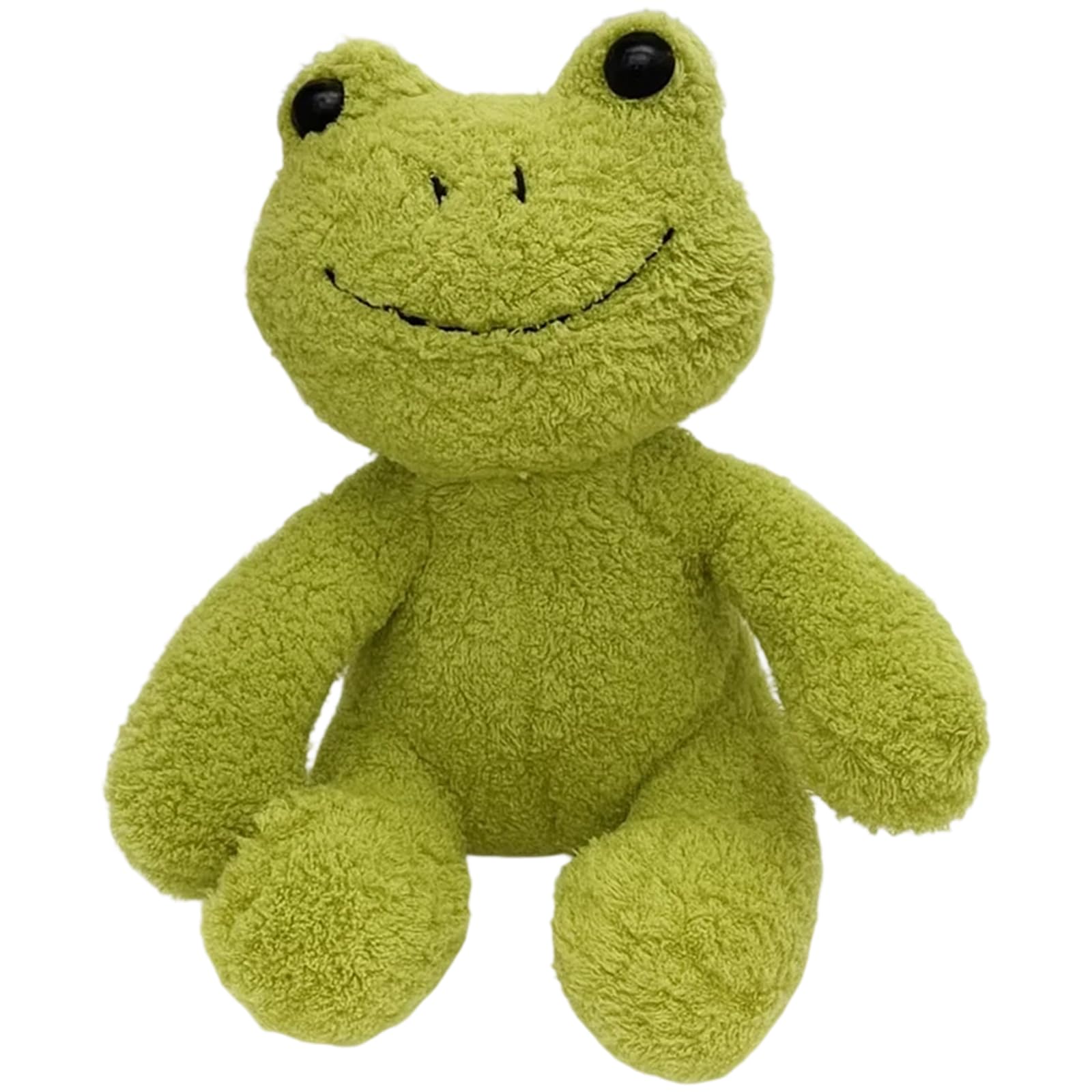 Green Smiling Frog Plush Toy, 20cm Soft Stuffed Animal Frog Doll, Cuddly Fluffy Frog Companion, for Adults & Collectors, Home Decor Ornament ﻿