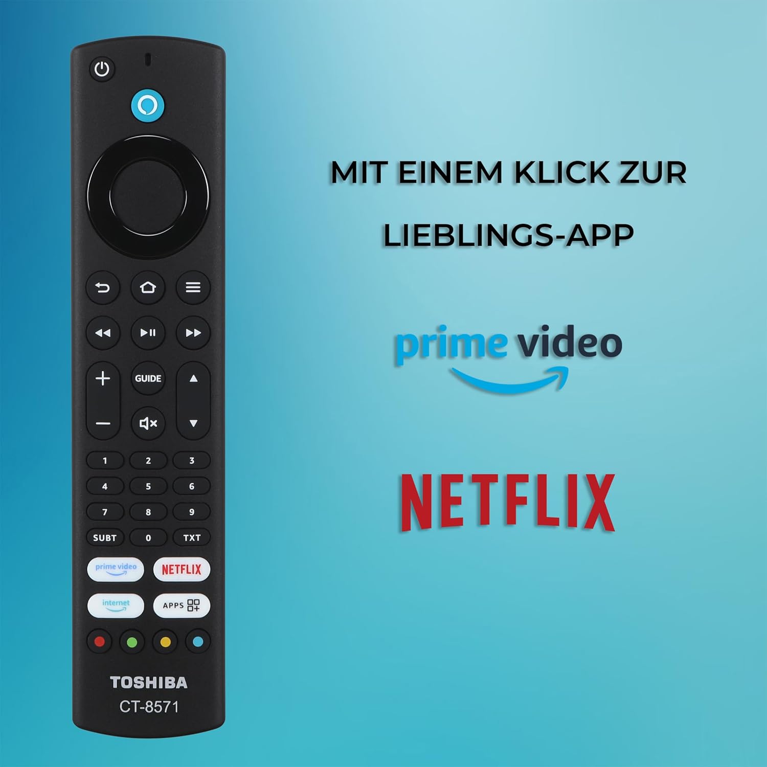 Toshiba remote control with app buttons