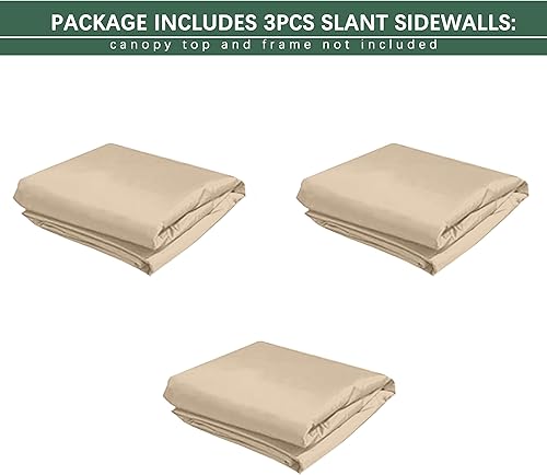 Miniatura 5 de EMSCANOPY - Pared solar para toldo desplegable de patas inclinadas de 10 x 10 pies, paquete de 3 paredes laterales solo (beige)