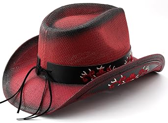 Women Men Cowboy Hats Western Style Belted Sun Protection Holiday Beach Straw Hiking Cap