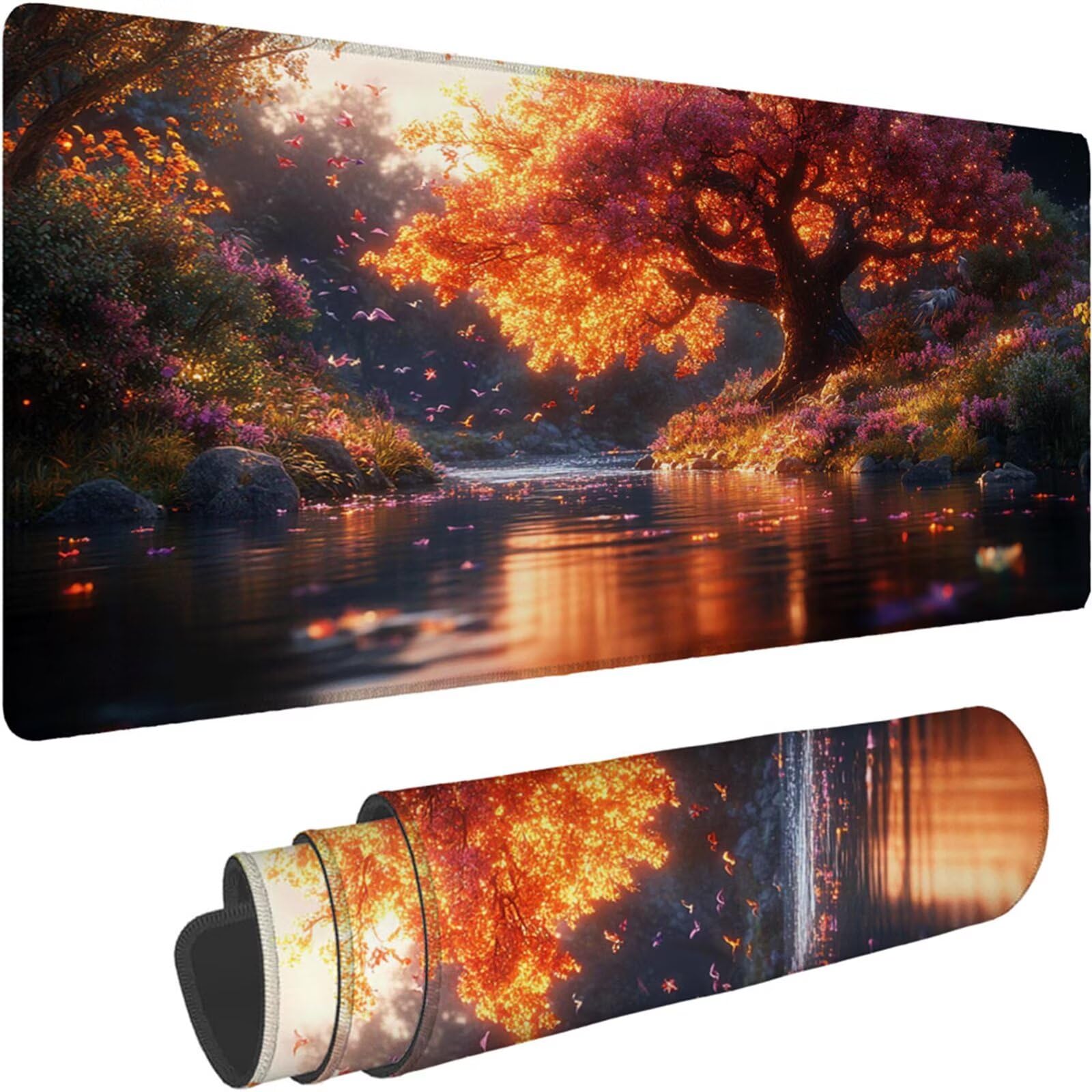Gamingowa podkładka pod mysz 1200 x 600 x 3 mm, XXL, wodoszczelna, odporna na ścieranie, ze zszytymi krawędziami, kolorowa podkładka na biurko, poprawia prędkość i precyzję, do komputera, laptopa