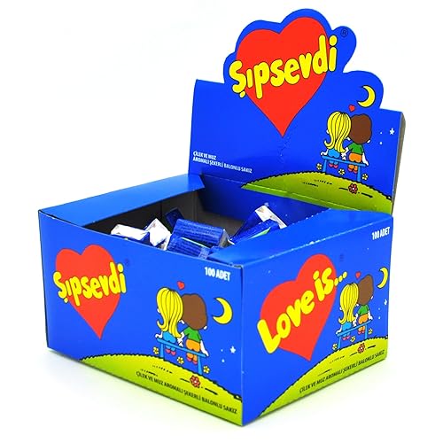 Miniatura 2 de Love Is (Sipsevdi) Goma de Mascar, goma de azúcar con sabor a banana y fresa, de Love Is (Sipsevdi) 1 paquete de 100 piezas