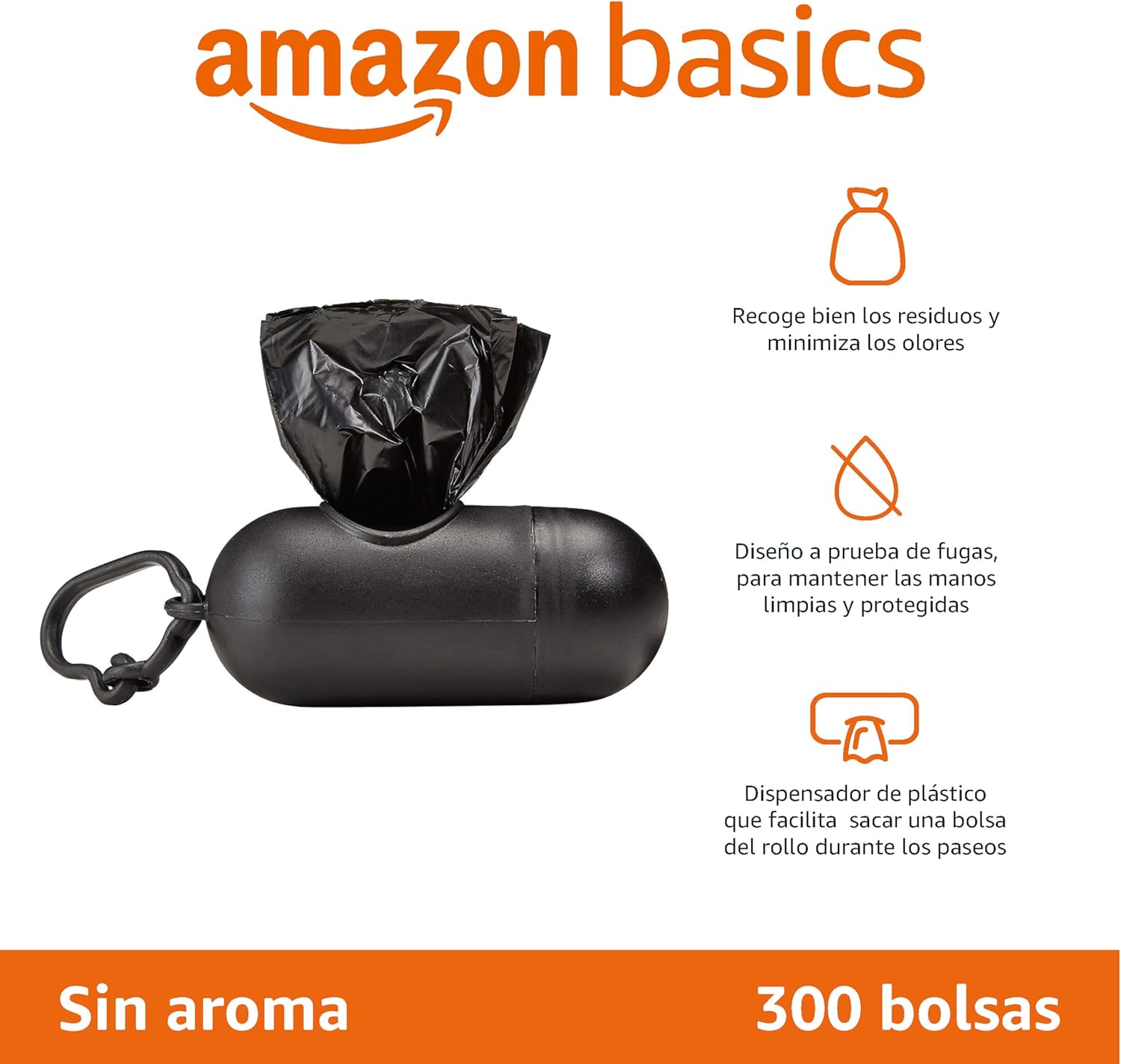 Amazon Basics Dog Waste Bags with Dispenser and Leash Clip, Fragrance Free, 300 Bags (20 Packs of 15 Bags) 3