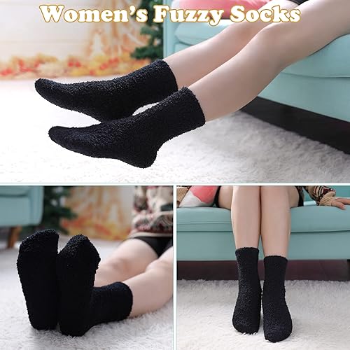 Miniatura 3 de SDBING Calcetines mullidos para mujer, suaves y esponjosos, calcetines para dormir en casa, calcetines cálidos y acogedores, 6 o 5 pares