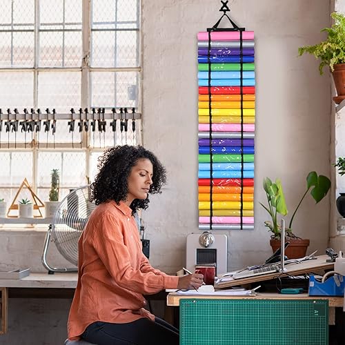 Miniatura 6 de AROUY Organizador de almacenamiento de vinilo, soporte de rollo de vinilo para montaje en paredsobre la puerta, estante de almacenamiento de vinilo