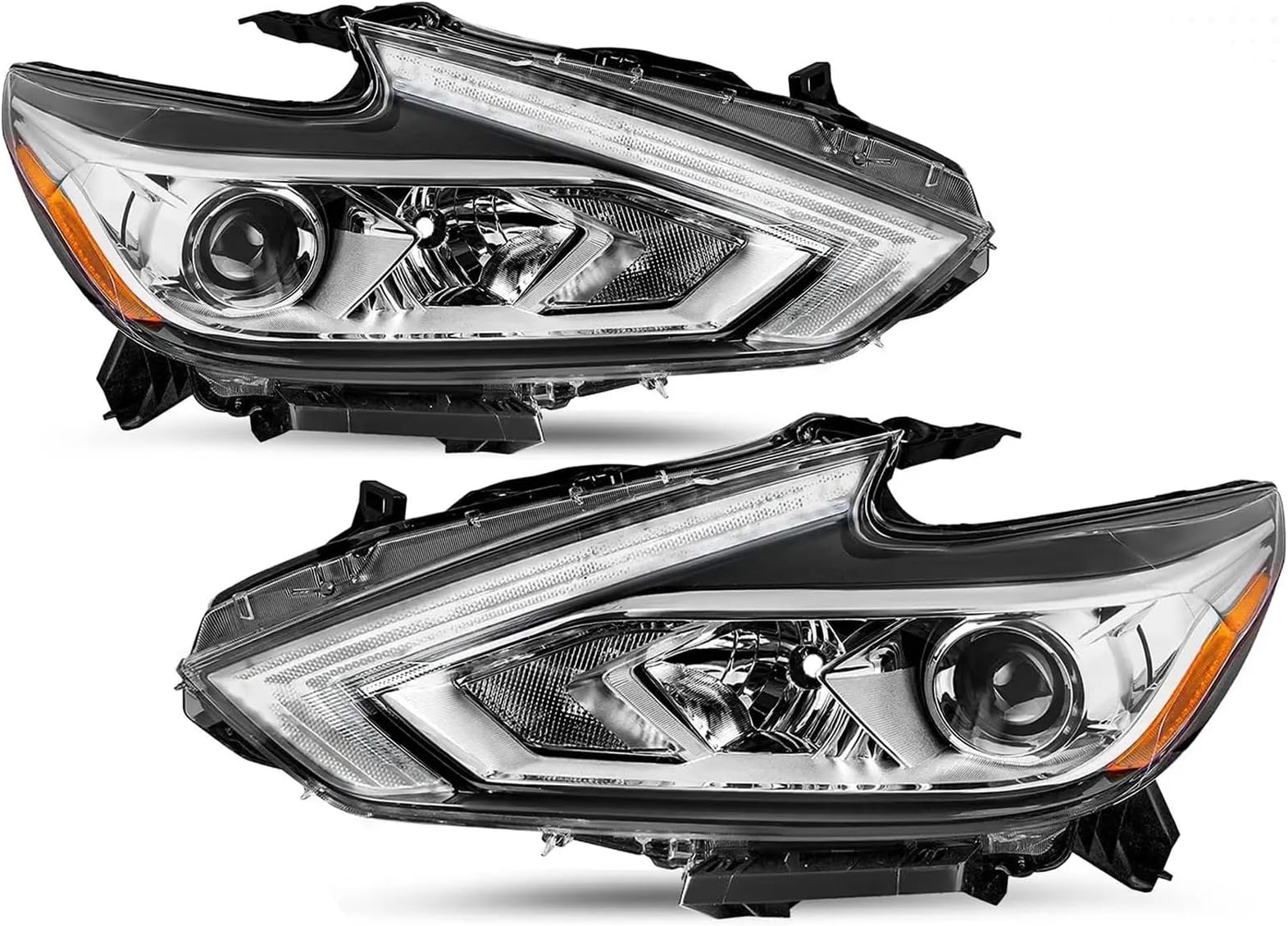 PENSUN Halogen Headlight Assembly Fit for 2016 2017 2018 Nissan Altima Replacement Headlamp Chrome Housing (Driver & Passenger Side)