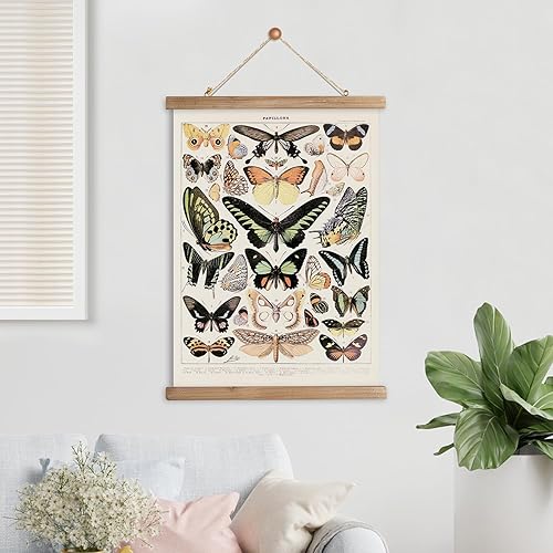 Miniatura 225 de XIAOAIKA Póster de botánica vintage con marco de madera, tabla de plantas venenosas antiguas, arte educativo botánico con especies peligrosas, 1